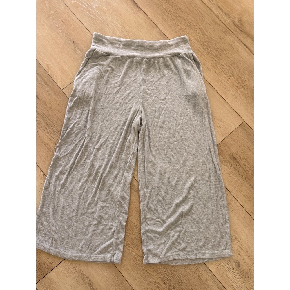 Cozy Earth Ribbed Lounge Pants Women Large Gray Good Wide Leg Pockets